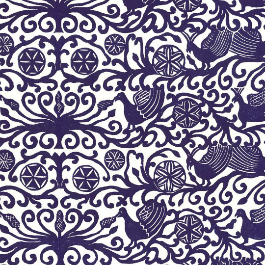 Blue Traditional Abruzzo Print Paper ~ Rossi Italy ~ Xylography